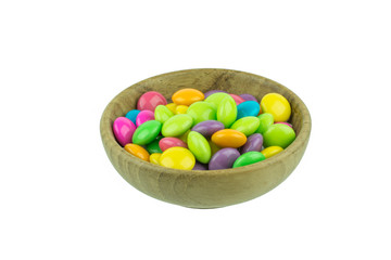 colorful chocolate coated candy isolated on white background