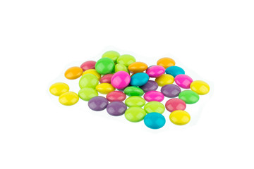 colorful chocolate coated candy isolated on white background