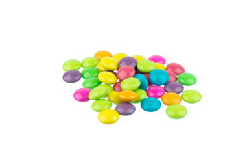 colorful chocolate coated candy isolated on white background