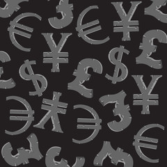 Money signs of the different countries