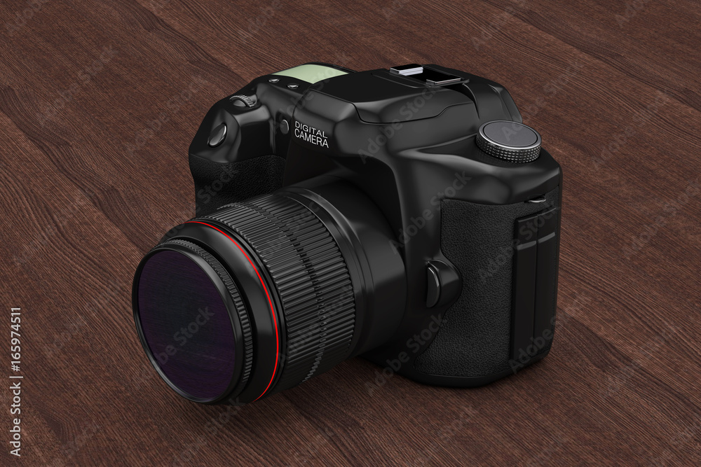 Poster Modern Digital Photo Camera. 3d Rendering