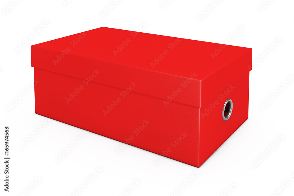 Aufkleber red blank cardboard shoe box mockup for your design. 3d rendering