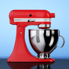 Fototapeta premium Red Kitchen Stand Food Mixer. 3d Rendering