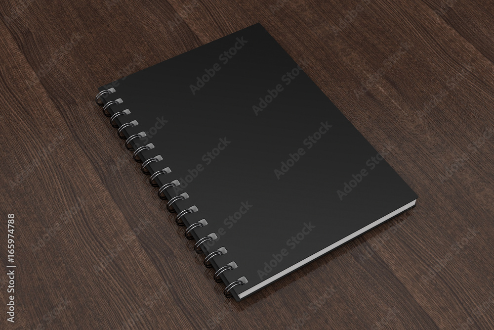 Aufkleber Advertising or Branding Template Blank Notebook Black Mockups. 3d Rendering