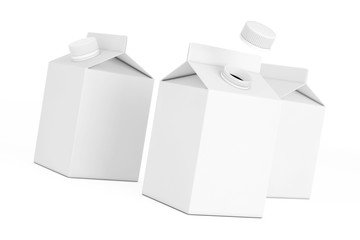 Blank Milk or Juice Carton Boxes. 3d Rendering