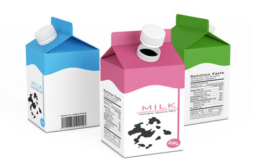 Milk Carton Boxes. 3d Rendering