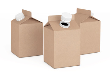 Blank Milk or Juice Carton Boxes. 3d Rendering