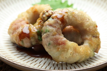 ゴーヤの肉巻き／Bitter gourd wrapped in sliced meat