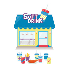 Softdrink cafe. Vector illustration in flat style.