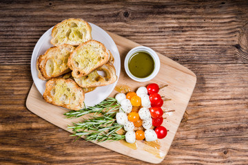 Tomato cheese and bread appetizers