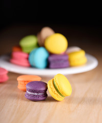 Fresh french colourful macaroons or macarons