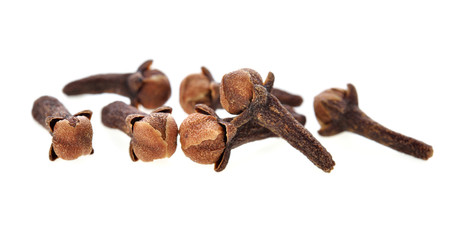 Spice cloves on white background