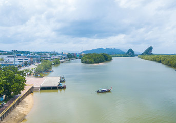 Aerial view of Khao Khanap Nam, Krabi.