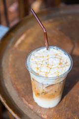 Iced coffee mocha with caramel