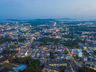 Beautiful landscape of Phuket city from aerial view