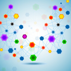 Hexagonal molecule structure of DNA. Geometric abstract background. Vector