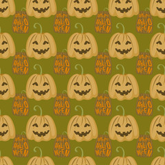 Seamless pattern halloween silhouettes dark retro background traditional scary decoration vector illustration.
