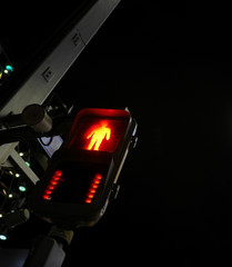 Pedestrian sign, the red signal at junction night time