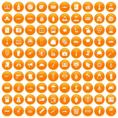100 war icons set orange