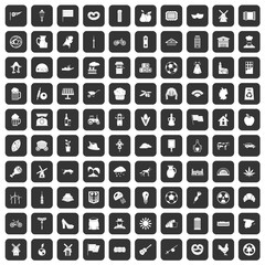 100 mill icons set black