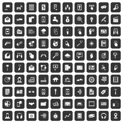 100 mobile icons set black