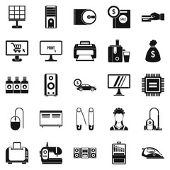 Computer things icons set, simple style