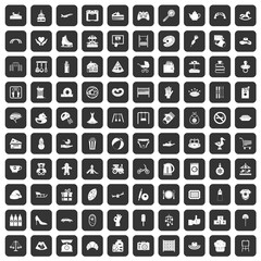 100 mother and child icons set black