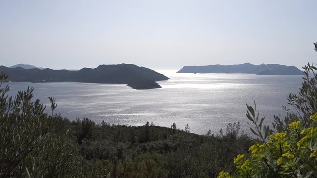 Beautiful sea view on islands from Lycian forest