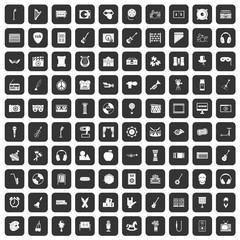 100 musical education icons set black