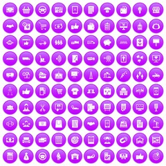 100 business icons set purple