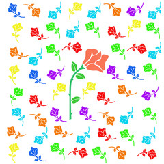 Multicolored flowers on a white background. Vector illustration.