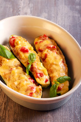 Stuffed zucchini with vegetables