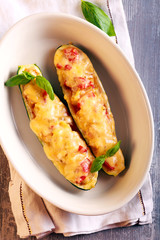 Stuffed zucchini with vegetables