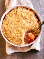 Fruit and berry crumble cake