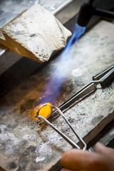 Hand-made wedding ring by goldsmith craftsman