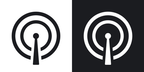 Vector broadcasting icon. Two-tone version on black and white background - obrazy, fototapety, plakaty