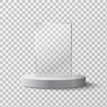 Empty glass award isolated, trophy template on a transparent background. Vector element, eps10