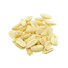 Arranged peanuts peeled and isolated on white background