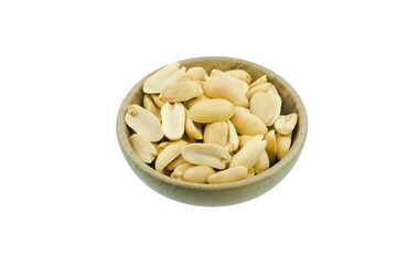 Arranged peanuts peeled and isolated on white background