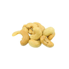 Roasted salted cashews isolated on a white background