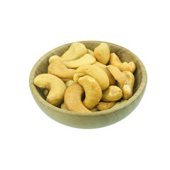 Roasted salted cashews isolated on a white background