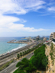 View from the mountain to the port in spain