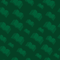 Open book fly green pattern. Open book icon pattern seamless repeat vector illustration