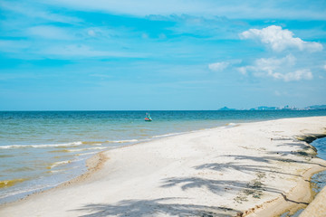 Beach with clear blue sky in sunny day