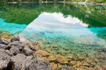 Enchanted Lake. The crystalline waters of Cornino Lake. Friuli