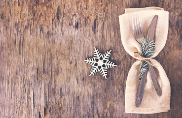 Table set with a winter, Christmas decoration