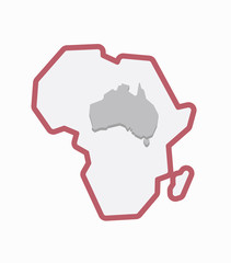 Isolated Africa map with  a map of Australia