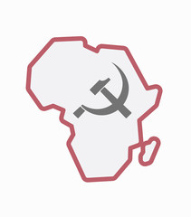 Isolated Africa map with  the communist symbol
