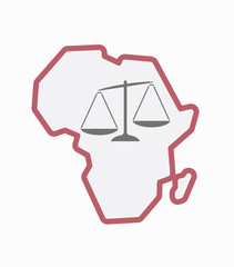 Isolated Africa map with  an unbalanced weight scale