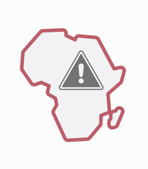 Isolated Africa map with a warning signal